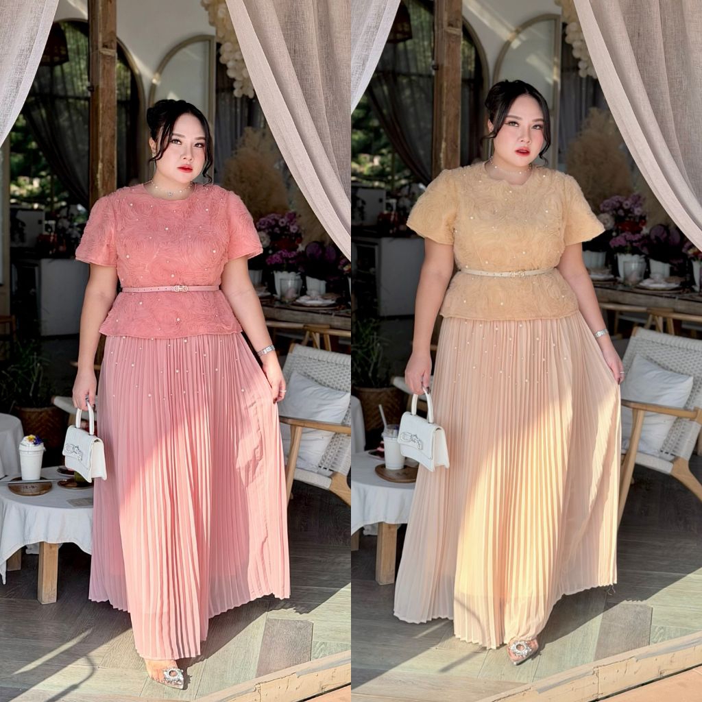 SALE ชุดออกงานสาวอวบ สาวพลัสไซส์ 3XL-8XL งานเซ็ท 3ชิ้น #Peppermint_PlusSize (723)