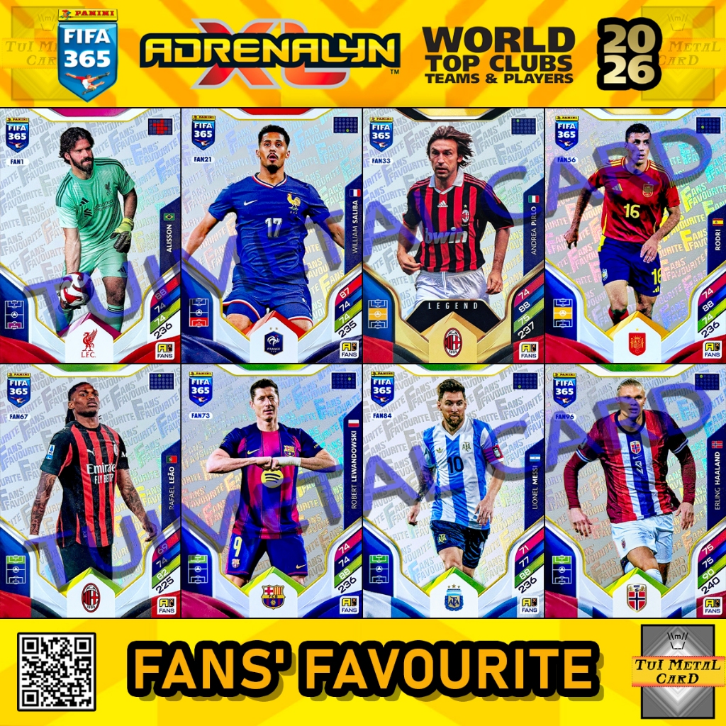 PANINI FIFA 365 2026 ADRENALYN XL: FANS' FAVOURITE การ์ดสะสมฟุตบอล Football Trading Card