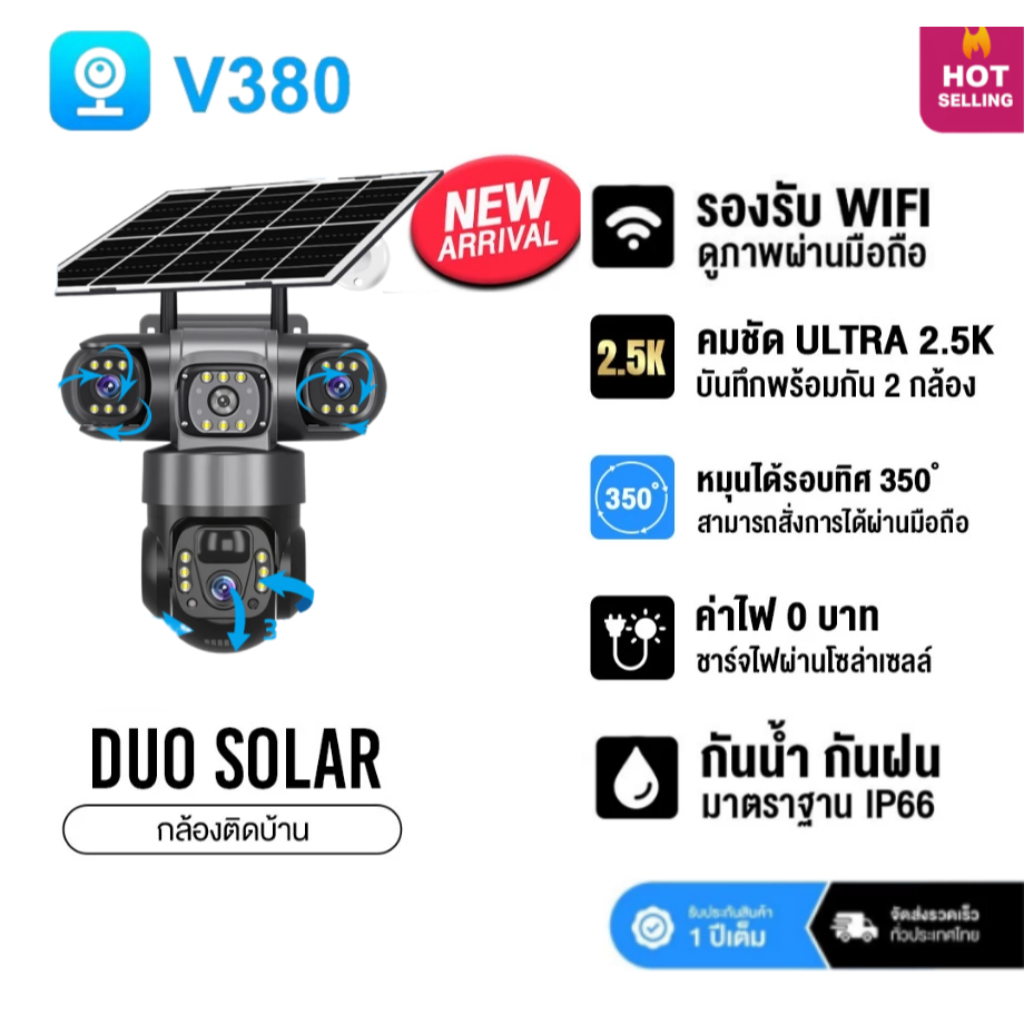 กล้องสามเลนส์ V380 กล้องวงจรปิด 4G/ WIFI สามเลนส์3จอ 15MP HD กล้องวงจรปิดโซล่าเซลล์ ไร้สาย SIM กลางแจ้งกันน้ำกีฬาติดตาม