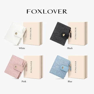 FOXLOVER กระเป๋าสตางค์ผู้หญิง ช่องใส่บัตร 10 ช่อง ระบบป้องกันการโจรกรรม RFID ดีไซน์ทันสมัย สีชมพู สีฟ้า สีขาว