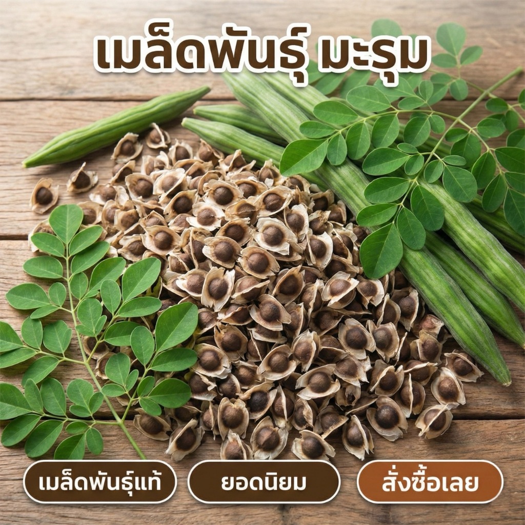 เมล็ดภัณฑ์ใหม่ เมล็ดพันธุ์ มะรุม บ้านสวน ปลูกไว้ทาน [ซื้อ 10 แถม 1 คละได้]