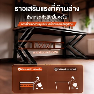 LS โต๊ะคอม โต๊ะทำงาน พร้อมกระดานจัดเก็บ รับน้ำหนักได้ 500KG โครงเหล็กชนิด K ติดตั้งง่าย