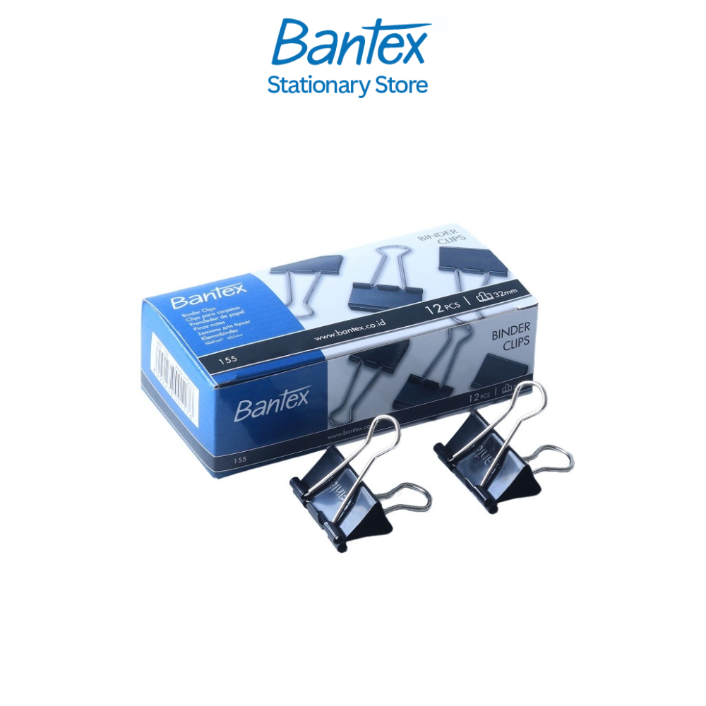 Bantex คลิปหนีบกระดาษ คลิปหนีบเอกสาร สีดำ 12ชิ้น/กล่อง มีหลายขนาด 15/19/25/32/41mm Binder Clip