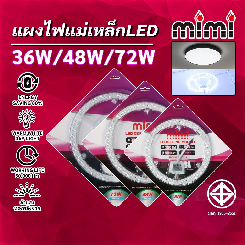 MIMI แผงไฟเพดาน LED 36W 48W 72W แผงไฟแม่เหล็ก แผงไฟ LED โคมเพดานled แผงไฟแม่เหล็ก แผ่นชิป แผ่นชิพ