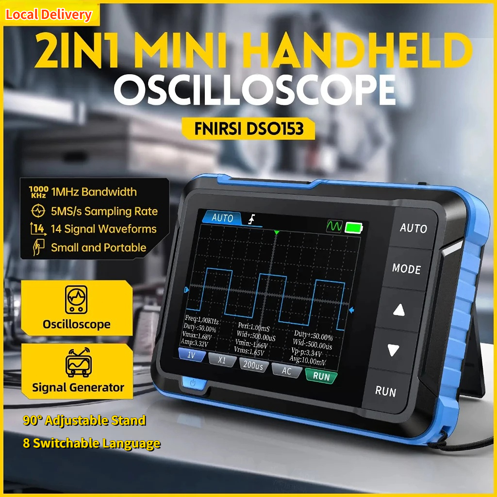 DSO153 ดิจิตอลแบบพกพา Oscilloscope สัญญาณ 2in1 1MHz แบนด ์ วิดธ ์ 5MSa/s Sampling Rate Electronics ซ ่ อมเครื ่ องมือ