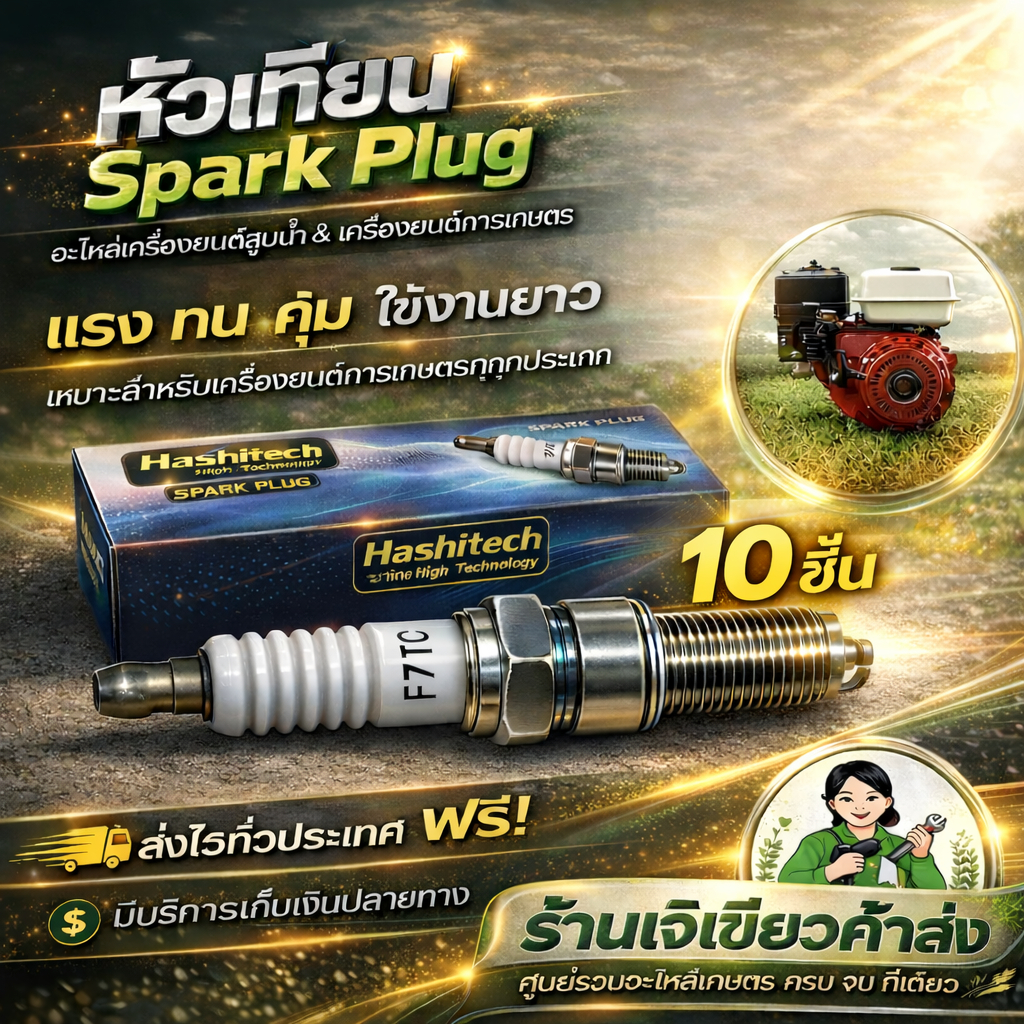 แพ็ค 10 ชิ้น หัวเทียน GX160 GX168  แรง GX160 GX168 GX200 แบรนด์ฮาชิเทค