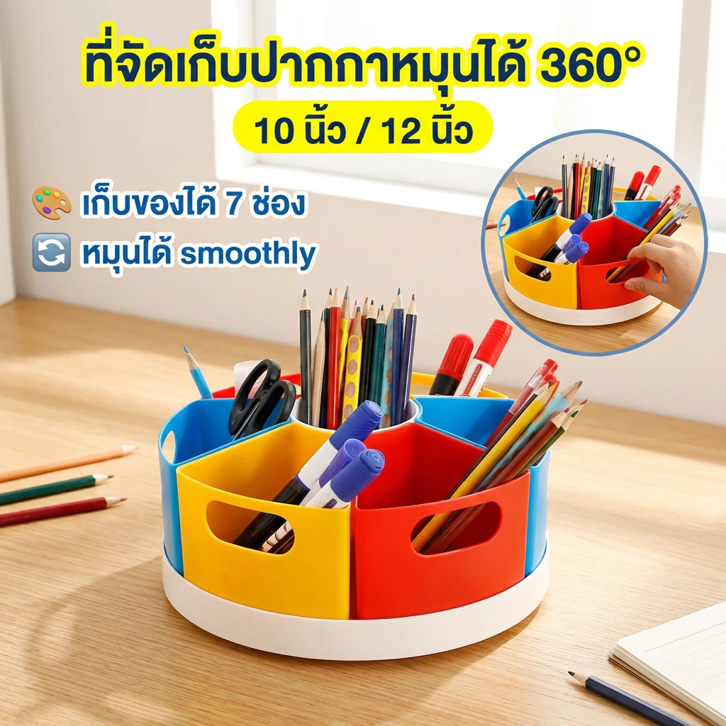 ที่ใส่ปากกาหมุน 10/12 นิ้ว 360 °หมุนอุปกรณ์ศิลปะดินสอสี Shinshin กล่องเก็บ