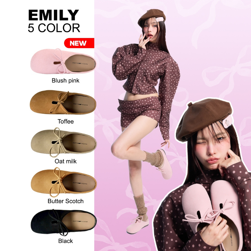 [Trendy ลดเพิ่ม 25%]  EMILY - MARSHMELLOW รองเท้า SLIP ON  มีโบว์โซคิวท์