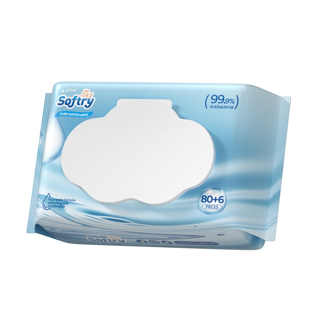 Softry ทิชชู่เปียก น้ำบริสุทธิ์ ผ้าใยสังเคราะห์ ธรรมชาติปลอดสาร เหมาะสำหรับผิวแพ้สูง  Baby Wipes - รูปที่ 3