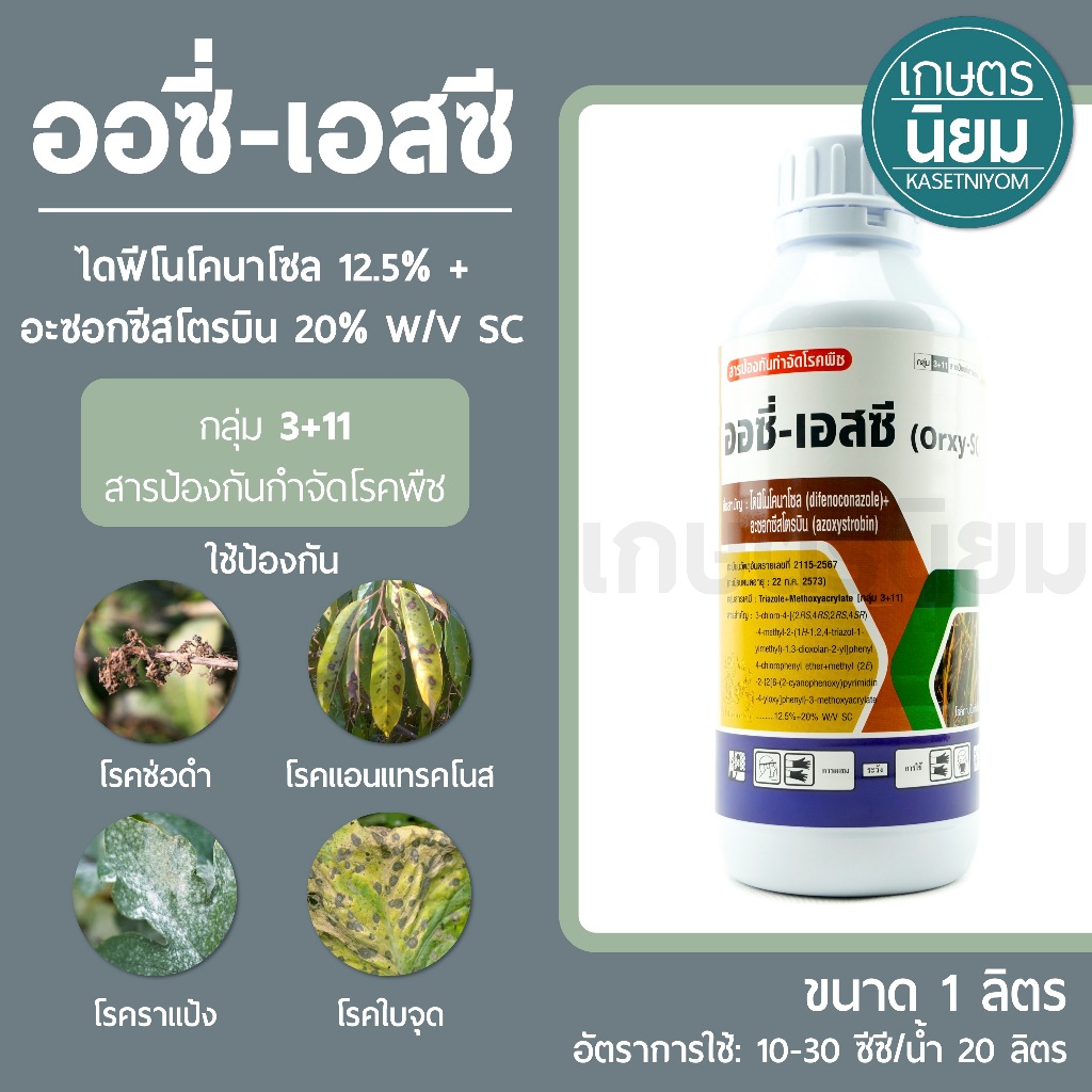 ออซี่-เอสซี (ไดฟีโนโคนาโซล 12.5% + อะซอกซีสโตรบิน 20% W/V SC) 1 ลิตร