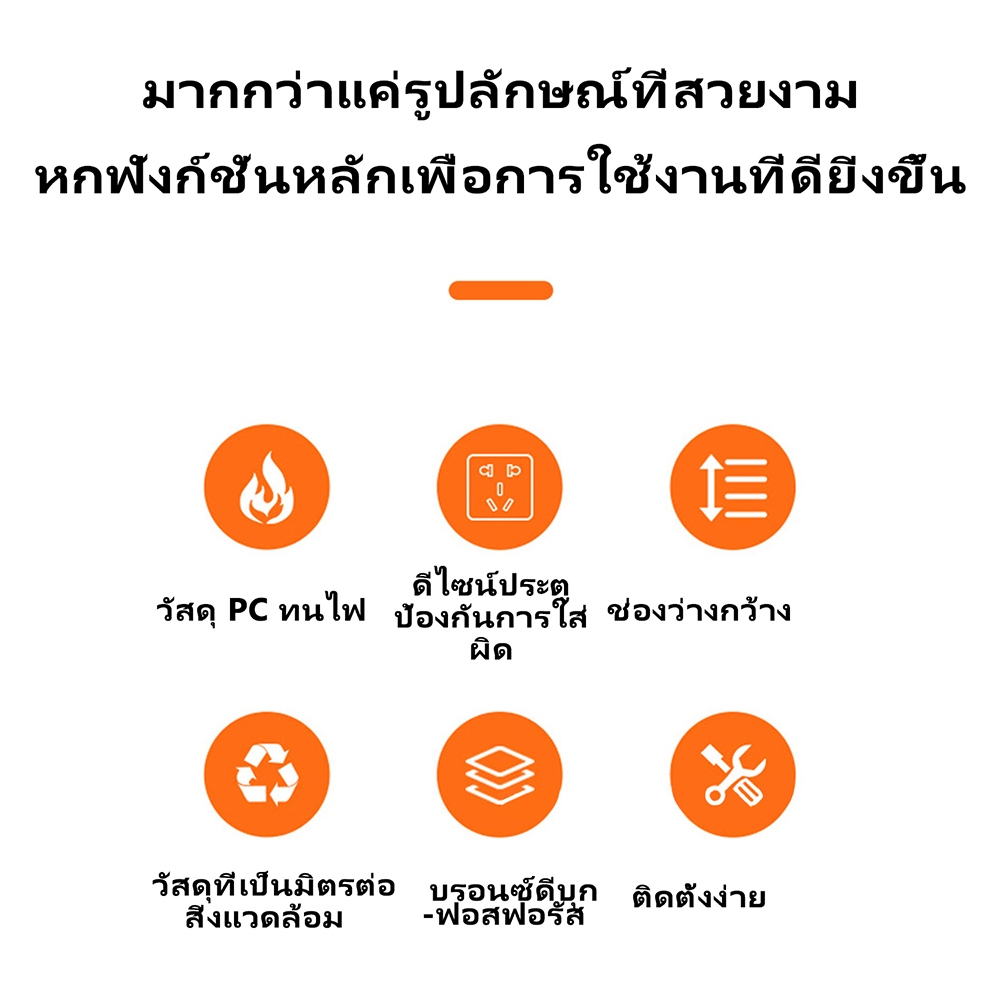เต้ารับคู่ 3 รูพร้อมสวิตช์และไฟแสดงสถานะ เต้ารับคู่ 3 ขา กราวน์คู่ กราวคู่ ชุดปลั๊กไฟ ปลั๊กไฟ ปลั๊กไฟมีสวิตซ์ 250V 16A - รูปที่ 2