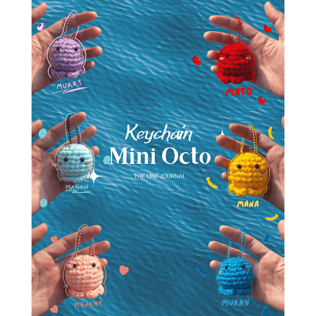 Octo Mini Keychain – พวงกุญแจหมึกถัก l The Line Journal