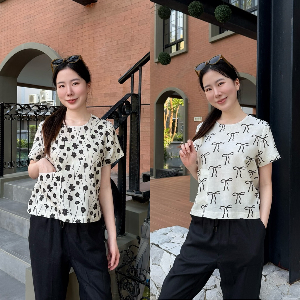 A1เสื้อคอกลมแขนสั้นทรงเบสิคผ้าลินิยSILKอก38/40/42/44finalprojectbkk ราคาถูก Shopee Lazada
