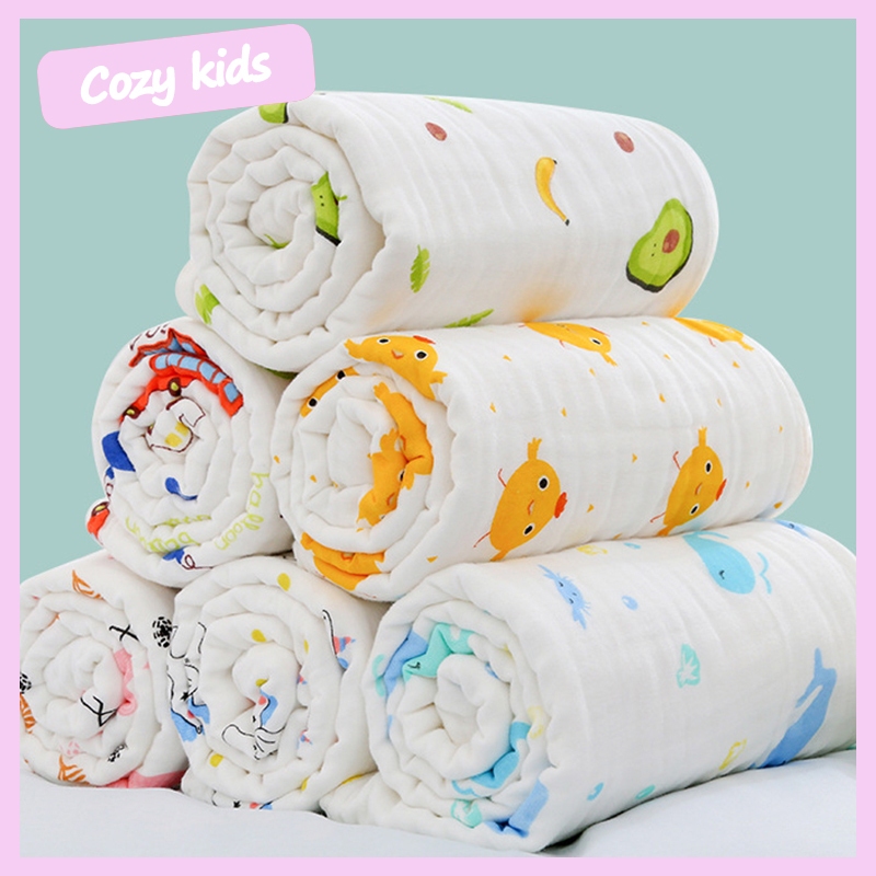 (พร้อมส่ง) ผ้าเช็ดตัว​เด็กเนื้อผ้ามัสลิน​คอตตอน​100% ผ้าขนหนูอาบน้ํา ผ้าฝ้ายแท้ 4 ชั้น สําหรับเด็กทารก