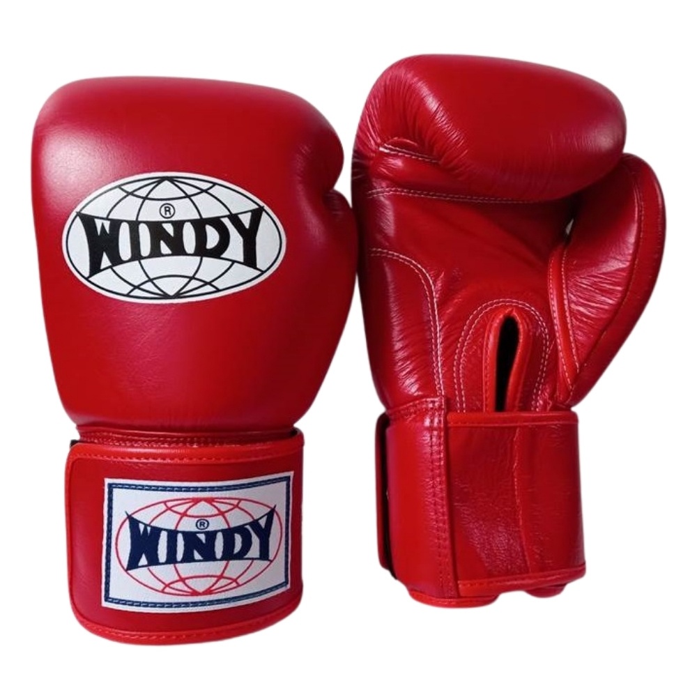 Windy boxing gloves Red BGVH (8,10,12,14,16 oz) genuine leather วินดี้ นวมซ้อมชกมวย สีเเดง ผลิตจากหน