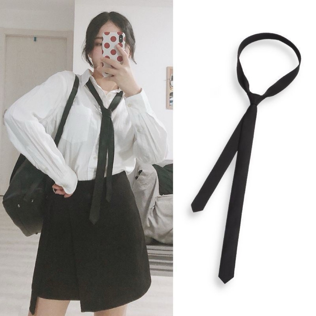 เน็คไท Super Slim สีดำ | Korean Style เน็คไทผอม 3.5 ซม. มินิมอล Unisex พร้อมส่ง