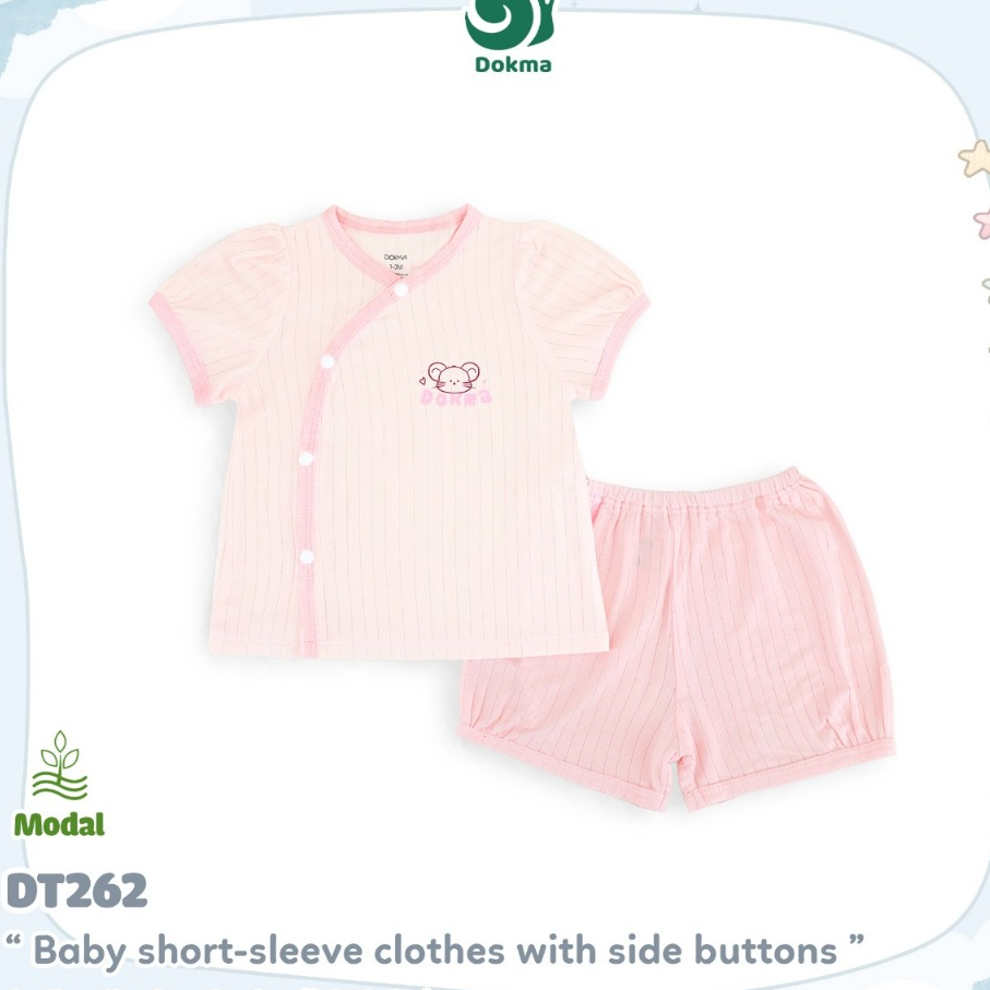 Dokma (4.5-8.8kg) DT262.p ชุดเสื้อแขนสั้นเด็ก ผ้าโมดาล Baby Short-sleeve Clothes (1-3M, 3-6M, 6-9M)