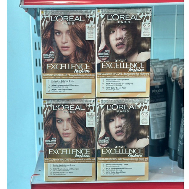 ลอรีอัล ปารีส L'Oreal Paris Excellence Fashion ยาย้อมผม ครีมเปลี่ยนสีผม สีย้อมผม อัลตร้าไลท์ เฉดสีน้ำตาลอ่อนพิเศษ