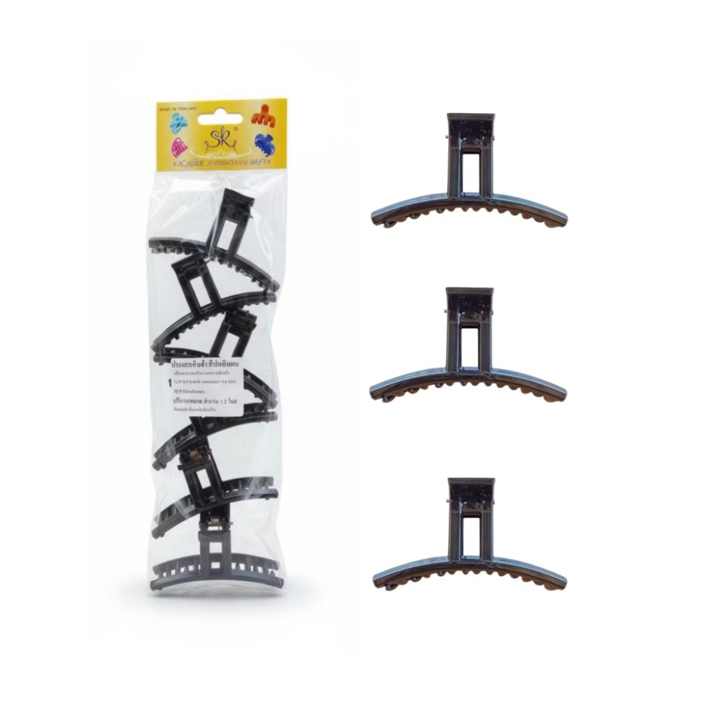 กิ๊บหนีบผมกะเหรี่ยงคอยาวสีดำ รุ่น PS168 หนีบแน่น อยู่ทรง ดีไซน์เรียบหรู | 1 แพ็ค 6 ชิ้น