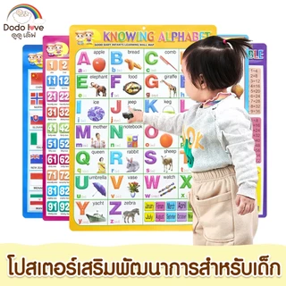 DODOLOVE โปสเตอร์ติดผนัง ความรู้เด็ก โปสเตอร์พลาสติก กันน้ำ สื่อการเรียนรู้ สำหรับเด็ก เสริมทักษะ รูปสัตว์ ผักผลไม้ A-Z
