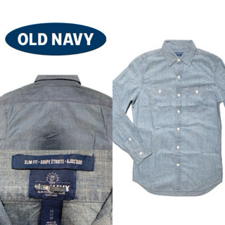 Old N a v y เสื้อเชิ้ตยีนส์ Chambray แชมเบรย์ แขนยาว มีกระเป…