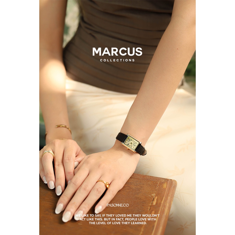 นาฬิกาข้อมือ รุ่น mercus ทรงเหลี่ยมผืนผ้า คลาสิค