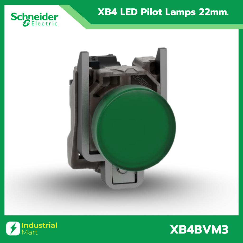 Schneider Electric XB4 ไพล็อตแลมป์ LED Ø22mm โลหะ 230-240VAC Pilot lamps (XB4BVM3เขียว)