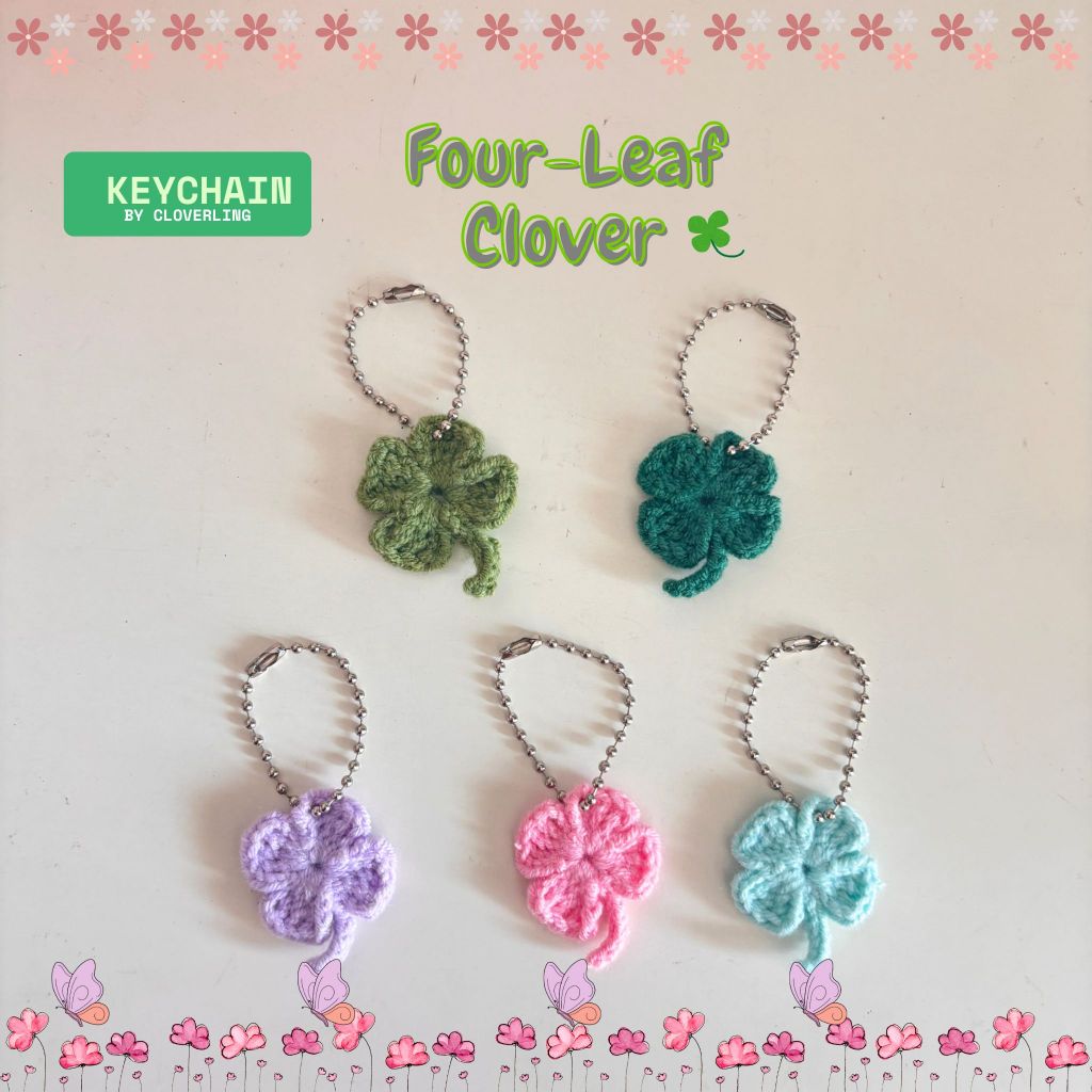 🍀พร้อมส่ง 🍀พวงกุญแจ ใบโคลเวอร์ ไหมพรม Keychain Clover Handmade ใบโชคดี งานปัจฉิม ของที่ระลึก งานอะไหล่ #3keychain