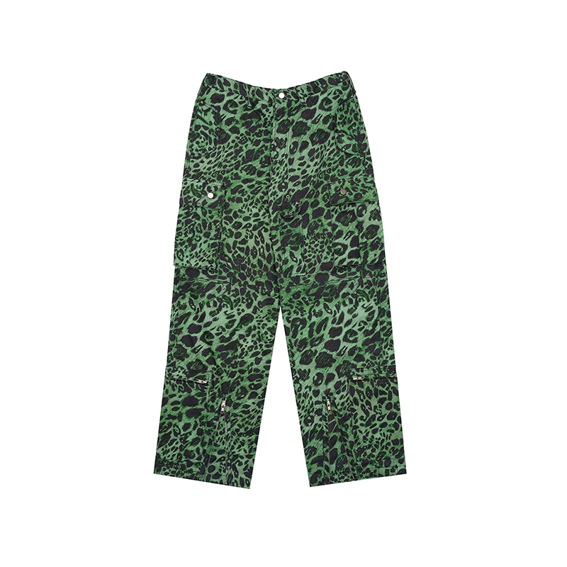 ASTRO STUFFS SP25 LEOPARD PRINT CARGO PANTS - (GREEN)
