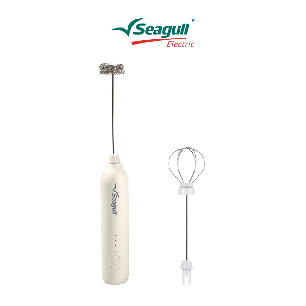 Seagull เครื่องตีฟองนม 2 in 1 (ครีม) เครื่องตีฟองนมไร้สาย เครื่องตีฟองนมไฟฟ้า