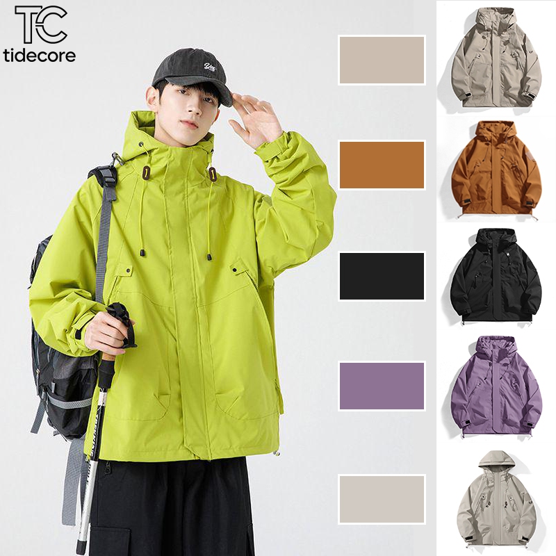 COD TideCore เสื้อแจ็คเก็ตผู้ชาย สไตล์แคมปปิ้ง ทรงหลวม ผ้าวินเทจกันน้ำ/กันลม เหมาะกับเดินป่า/ทัวร์/ไปทะเล