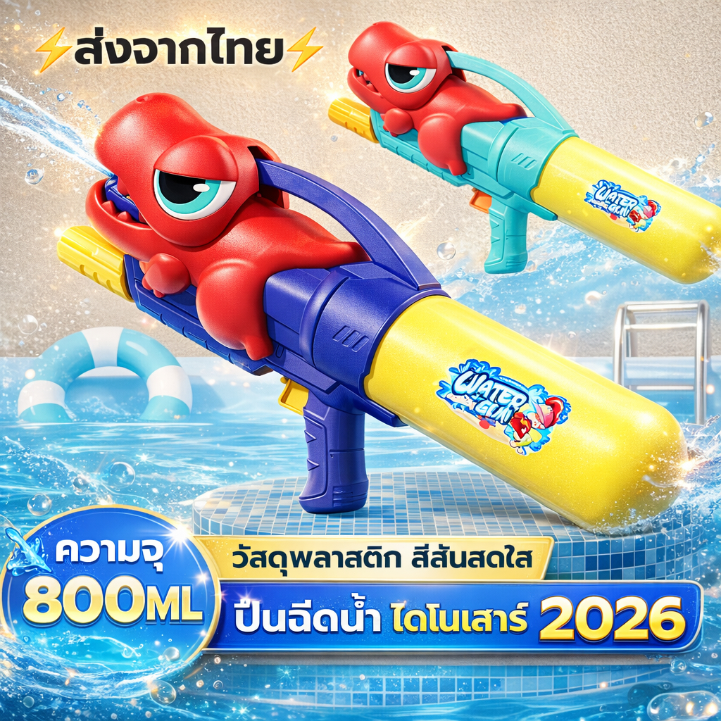 ปืนฉีดน้ำ ยิงไกล ยิงออกปากเปิด เเข็งเเรงทนทาน ทนกระเเทก ส่งตรงจากโรงงาน