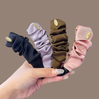 COD-ในไทย💖กิ๊บติดผมสไตล์เกาหลี แบบกล้วยจีบทำจากผ้าซาติน เครื่องประดับผมแฟชั่น สําหรับผู้หญิง สำหรับผมหางม้าสูง-Kri