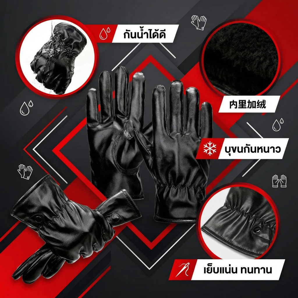UP84 ถุงมือ ถุงมือหนัง ผู้ชาย ผู้หญิง  ใช้เลื่อนมือถือได้  เหมาะ กับ แอนดรอย์ กันหนาว บุขนด้านใน