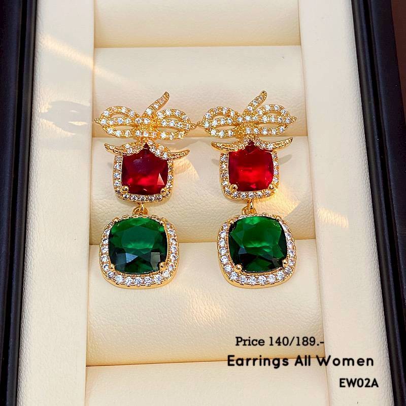 EW02A ต่างหูระย้า  สำหรับผู้หญิง เงิน925