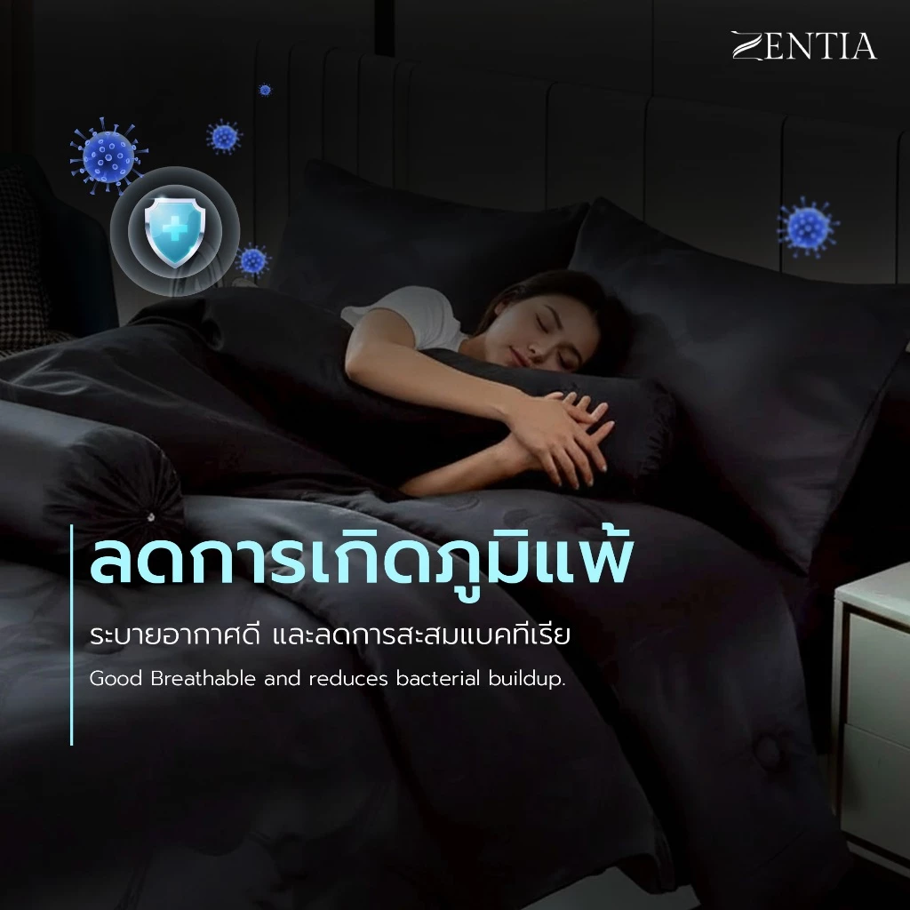 ZENTIA ชุดผ้าปู + ผ้านวม รุ่น NC สัมผัสนุ่มลื่นนอนเย็นสบาย กันไรฝุ่น ทอ 700 เส้น ครบเซ็ต 6 ชิ้น [NC] thumbnail 4