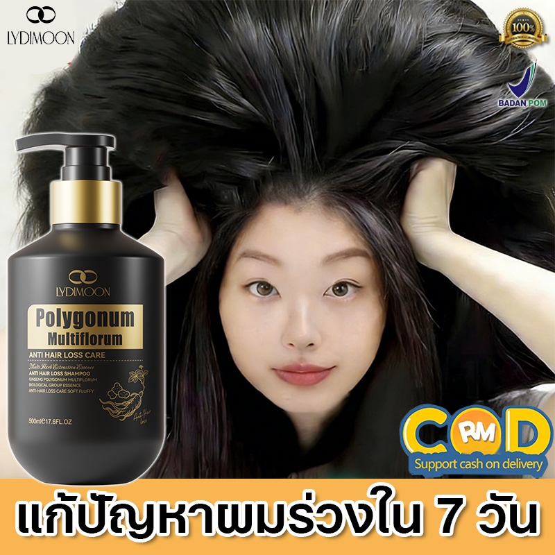แชมพูลดผมร่วงหนัก แชมพูโสมเหอโช่วอู 500ml แชมพูปลูกผม สาระสำคัญของสมุนไพร บำรุงรากผม ป้องกันหัวล้าน เร่งผมยาว