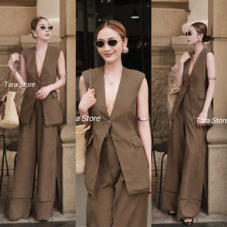 ชุดเซ็ตเสื้อกั๊กและกางเกงทรงขากว้าง ใส่ไปทำงาน ออกงานอีเวนต์…