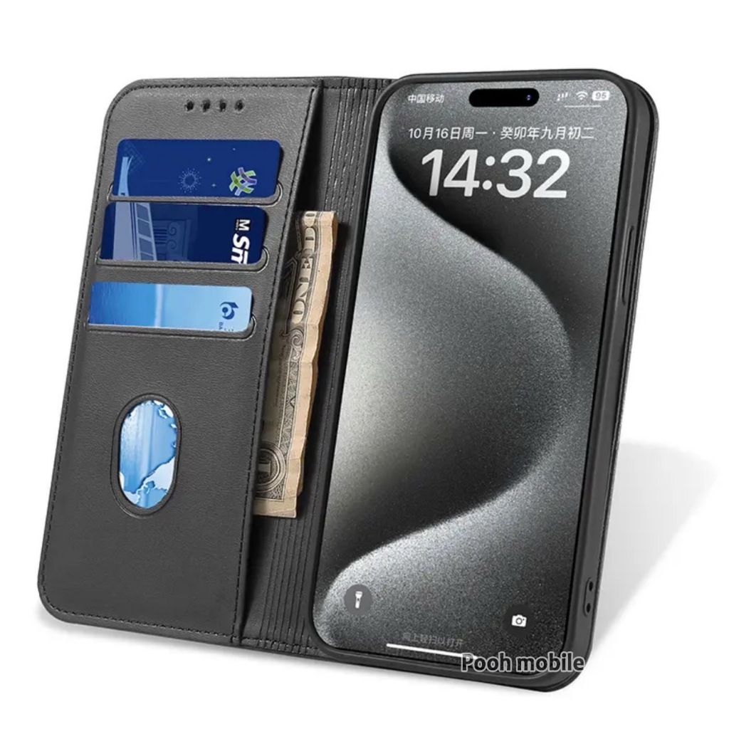 ่ เคสฝาพับ ตั้งได้ ใส่บัตรได้ สำหรับ Realme C75 C71 14 5G/14Pro C63 C61 C53 C51 C55 C33 C30 C35 Note60 Note50 C3 XUNDU - รูปที่ 2