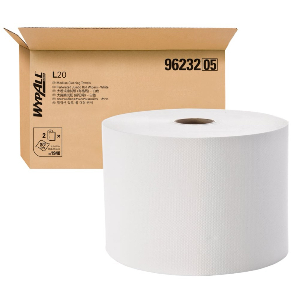 กระดาษเช็ดทำความสะอาด Wypall L20 Jumbo Roll (96232) สีขาว (2ม้วน/ลัง)