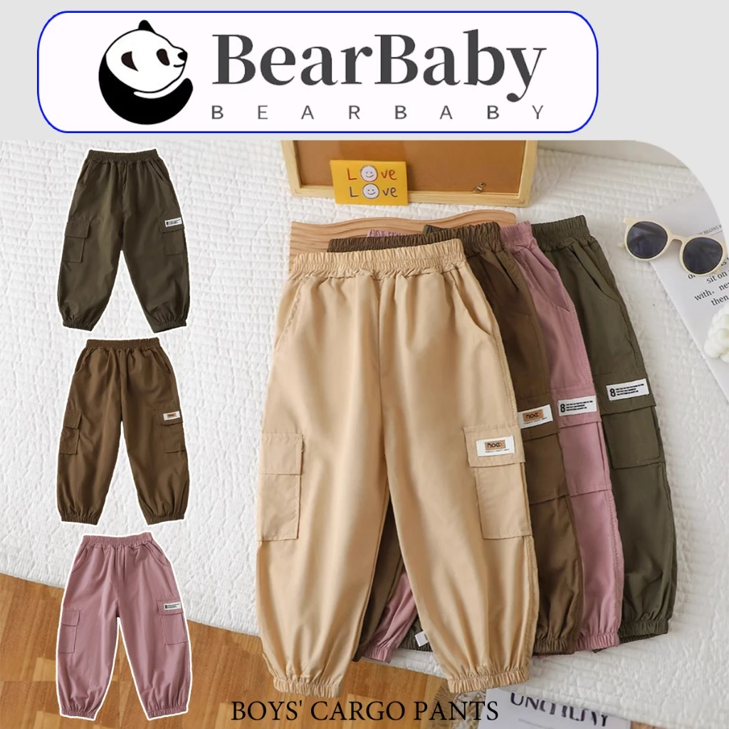 BEAR BABY พร้อมส่งจากกทม กางเกงคาร์โก้เด็ก กางเกงเด็กขายาว กางเกงเกาหลี ไซส์80-150