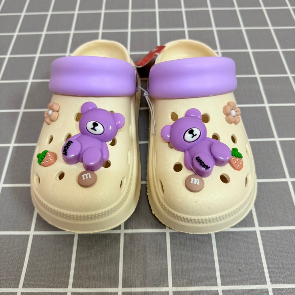 รองเท้าหัวโตเด็กพื้นนิ่มลายหมีสุดน่ารัก รุ่นCB012-2 ไซร้30-35 5สีพื้นสูง3.5ซม