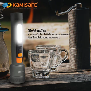 ไฟฉายชาร์จไฟได้ เลนส์ซูม มีไฟด้านข้าง ปรับแสงไฟได้ 3000mAh ไฟฉายแรงสูง ไฟฉาย LED รุ่น KM-LV010
