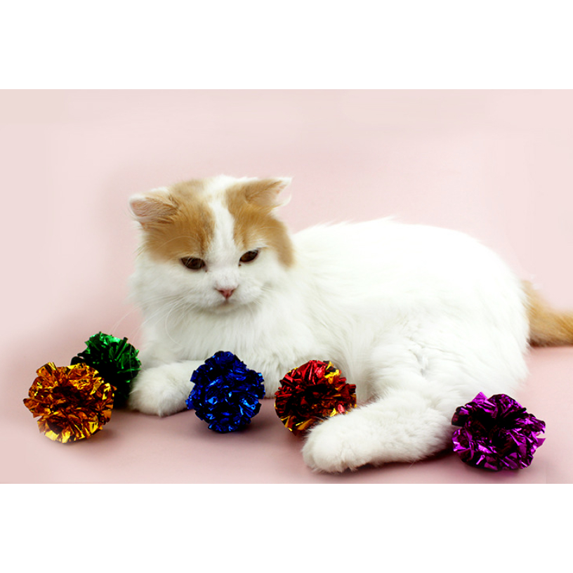 AL-1635 ของเล่นแมว ลูกบอลกระดาษพาสติกหลายสี ลดความเครียด ของเล่นแบบโต้ตอบ สีสวยสุ่มสี พร้อมส่ง
