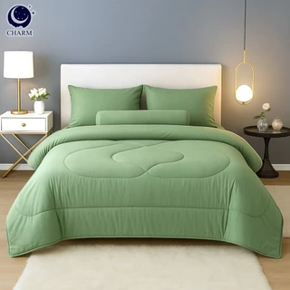 ชุดเครื่องนอน 16สี ชุดผ้าปูที่นอน พร้อมผ้านวม ครบชุด ผ้านุ่ม ระบายอากาศดี 3.5/5/6ฟุต CHARM Classic