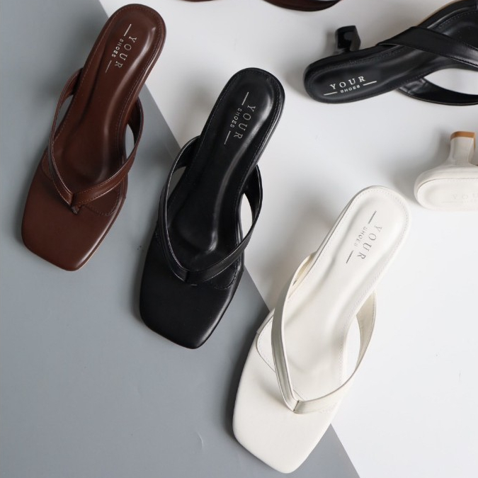 YOURSHOES B21 / รองเท้าส้นสูง 2.3นิ้ว รองเท้าหูคีบ รองเท้าผู้หญิง