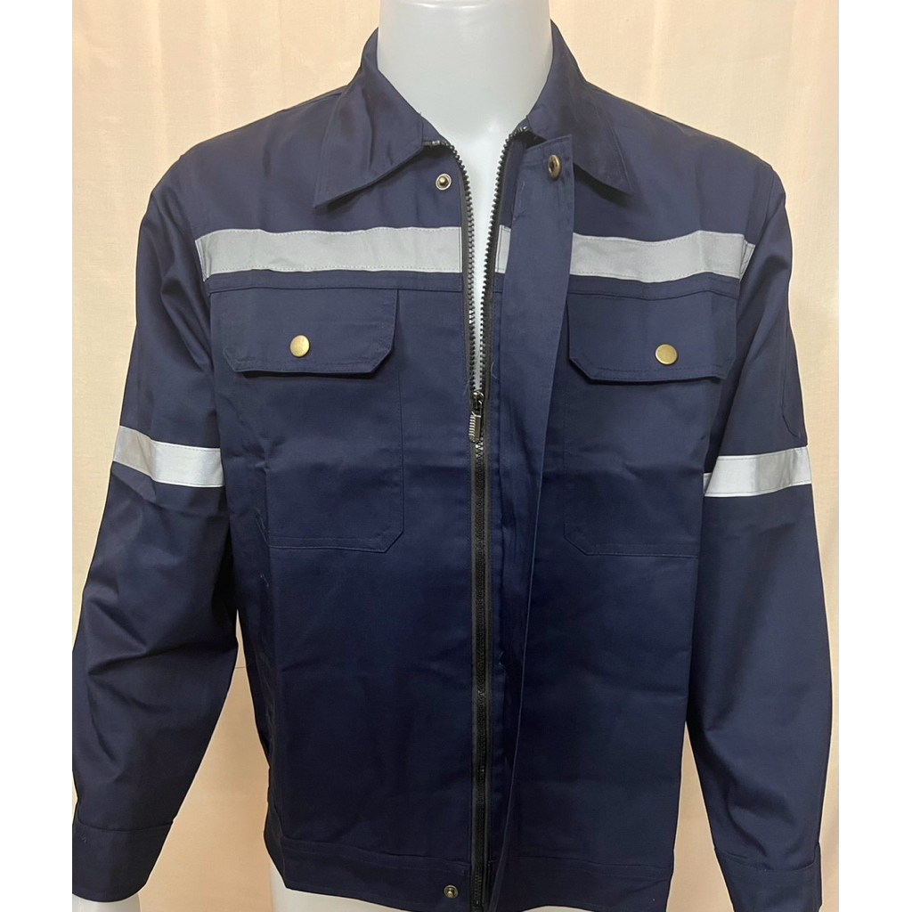 (พร้อมส่ง) เสื้อช็อปช่างมีแถบสะท้อนแสง เนื้อผ้าโพลีเอสเตอร์ผสมฝ้ายใส่สบาย (S - 6XL) ใส่ได้ทั้งผู้ชายอละผู้หญิง