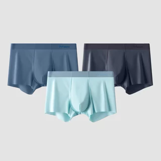 Miiow 3ตัว กางเกงบ๊อกเซอร์ผู้ชาย Ice Silk Boxer กางเกงชั้นในเย็นไม่มีรอยต่อ Breathable ด่วนแห้งบ๊อกเซอร์