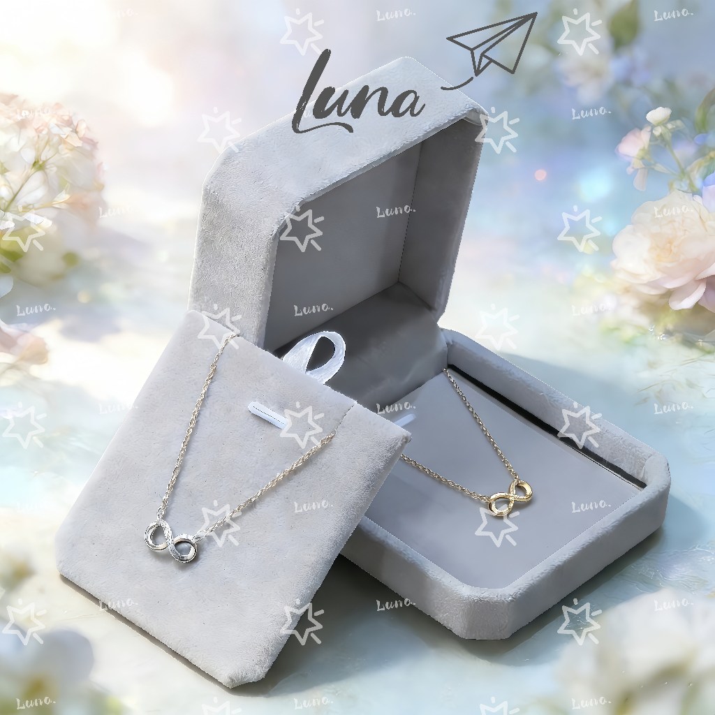 สร้อยคอเงินแท้ 925 จี้เพชร สไตล์เกาหลี ปรับความยาวได้ Pandora สัญลักษณ์นิรันดร์ สร้อยคอเงิน Luna.