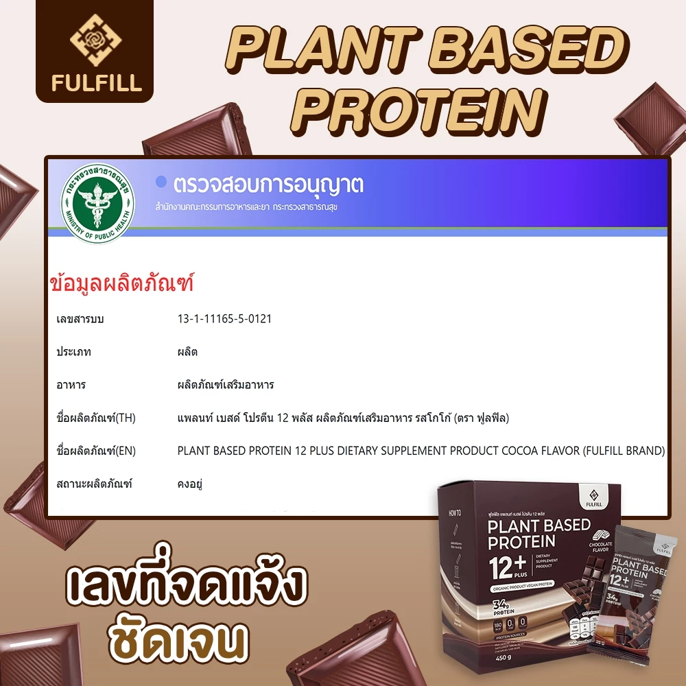 ฟูลฟิลโปรตีน โปรตีนจากพืช 12 ชนิด โปรตีนสูง 37 g. (Fulfill Plant Based Protein 12 Plus) thumbnail 7